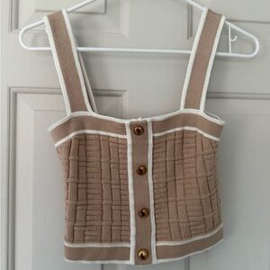 Stylish Tan Button-Down Tank Top